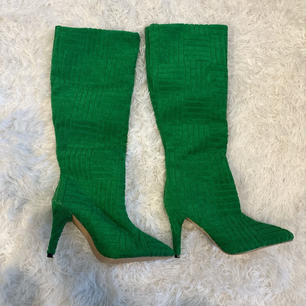 Elegant Green Knee-High Women's Boots
